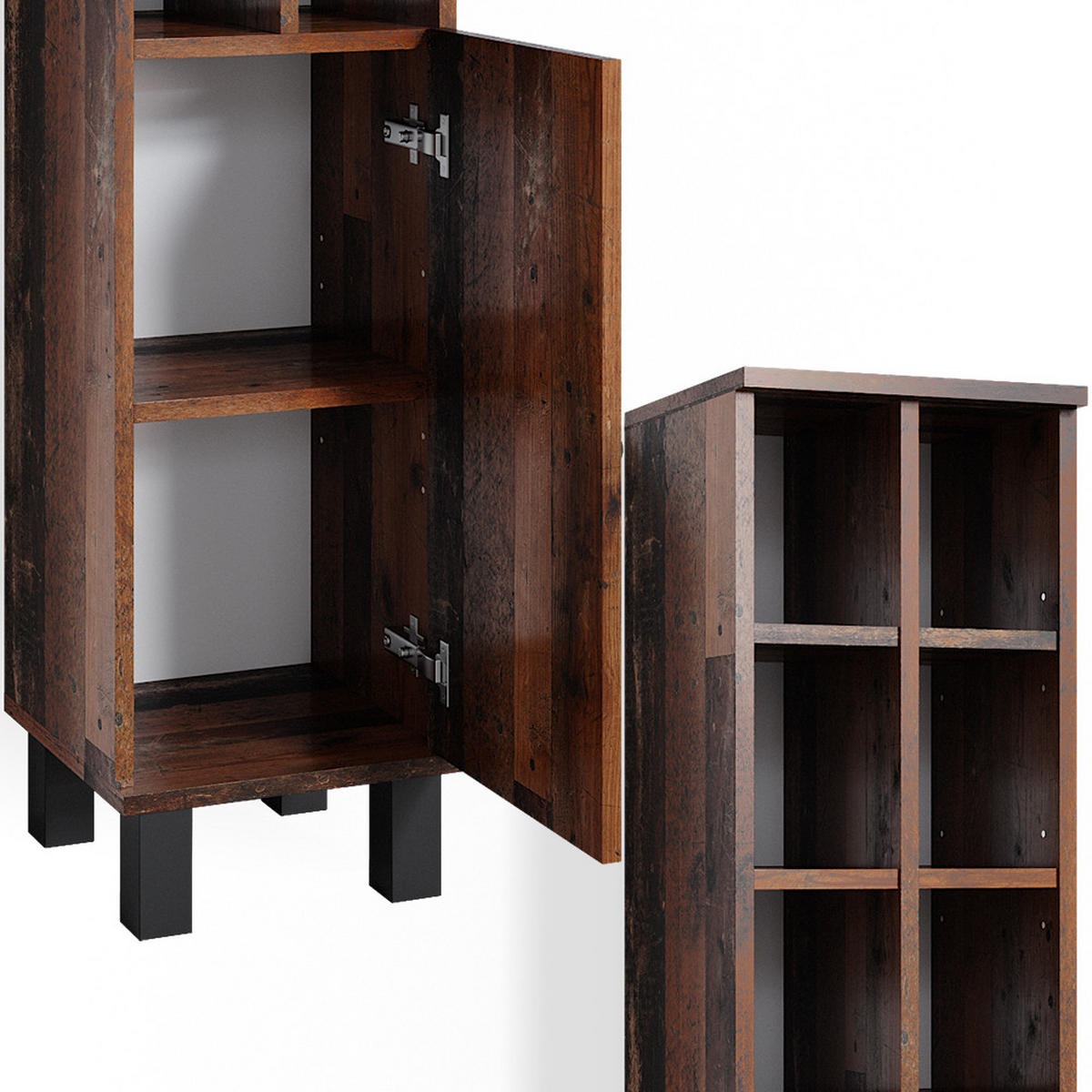 MIDISCHRANK Fynn Eiche rustikal 30 x 130.6 cm große Tür - Wildeiche, Holzwerkstoff (30/130.6/30cm) - Vicco
