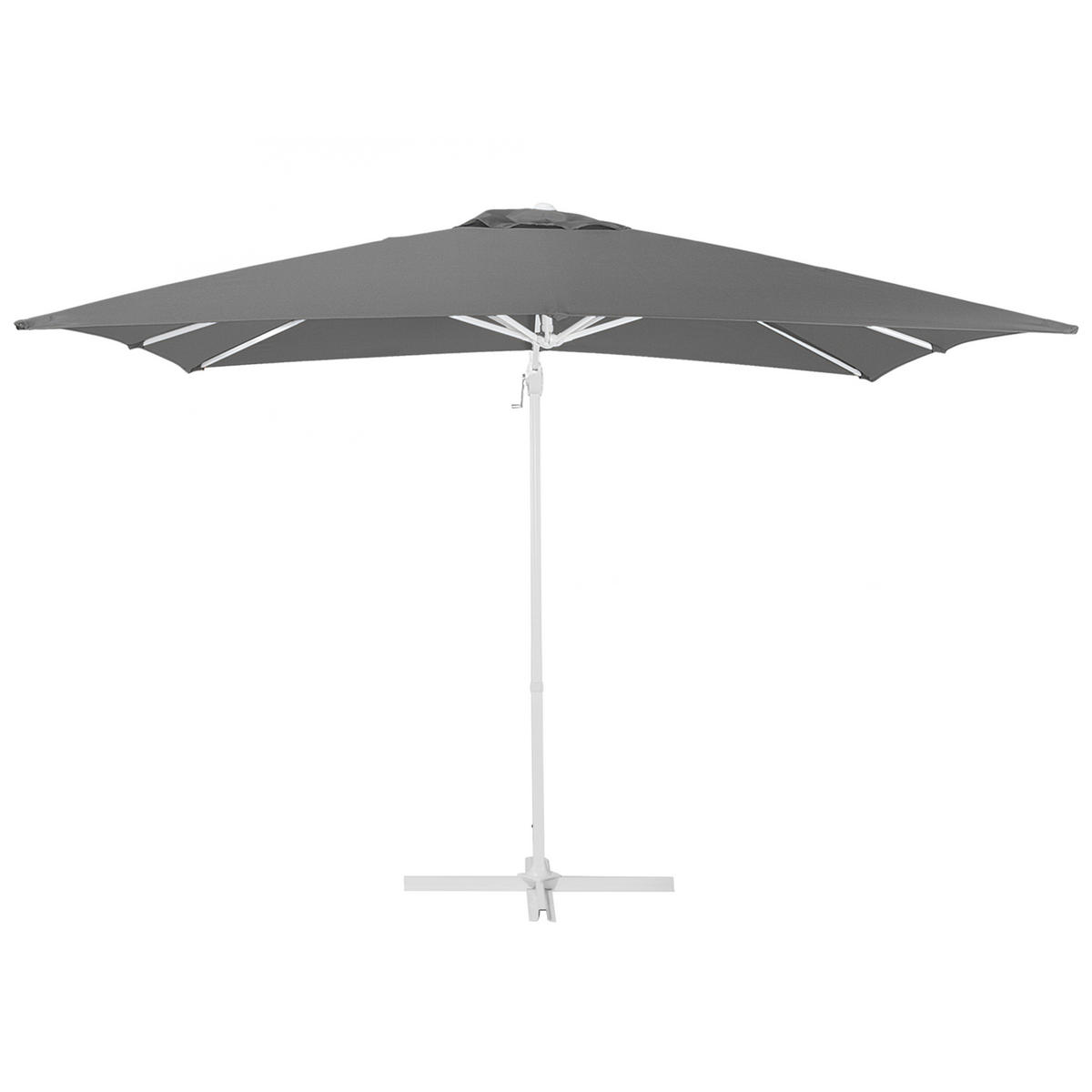 AMPELSCHIRM dunkelgrau/weiß 250/250/235 cm Monza - Weiß/Grau, Textil (250/250cm) - Beliani