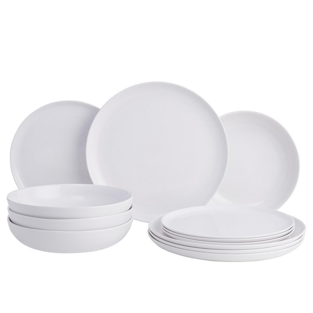 GESCHIRR-SET (12-teilig) Native - Weiß, Keramik (27/2/27cm) - BUTLERS