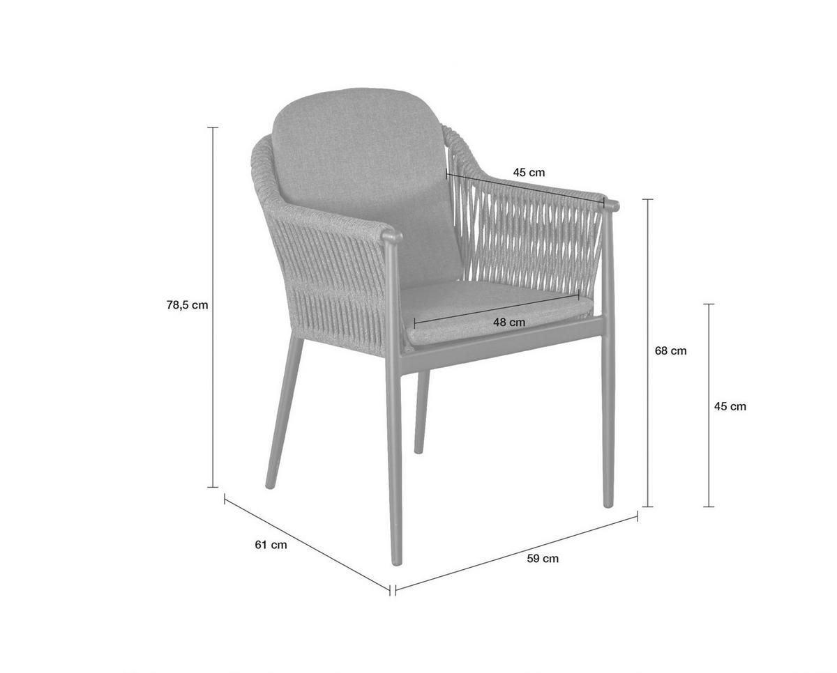 GARTENSTUHL Balu 2, Rope-Metall, Anthrazit - Anthrazit, Metall (59/78.5/61cm) - dasmöbelwerk