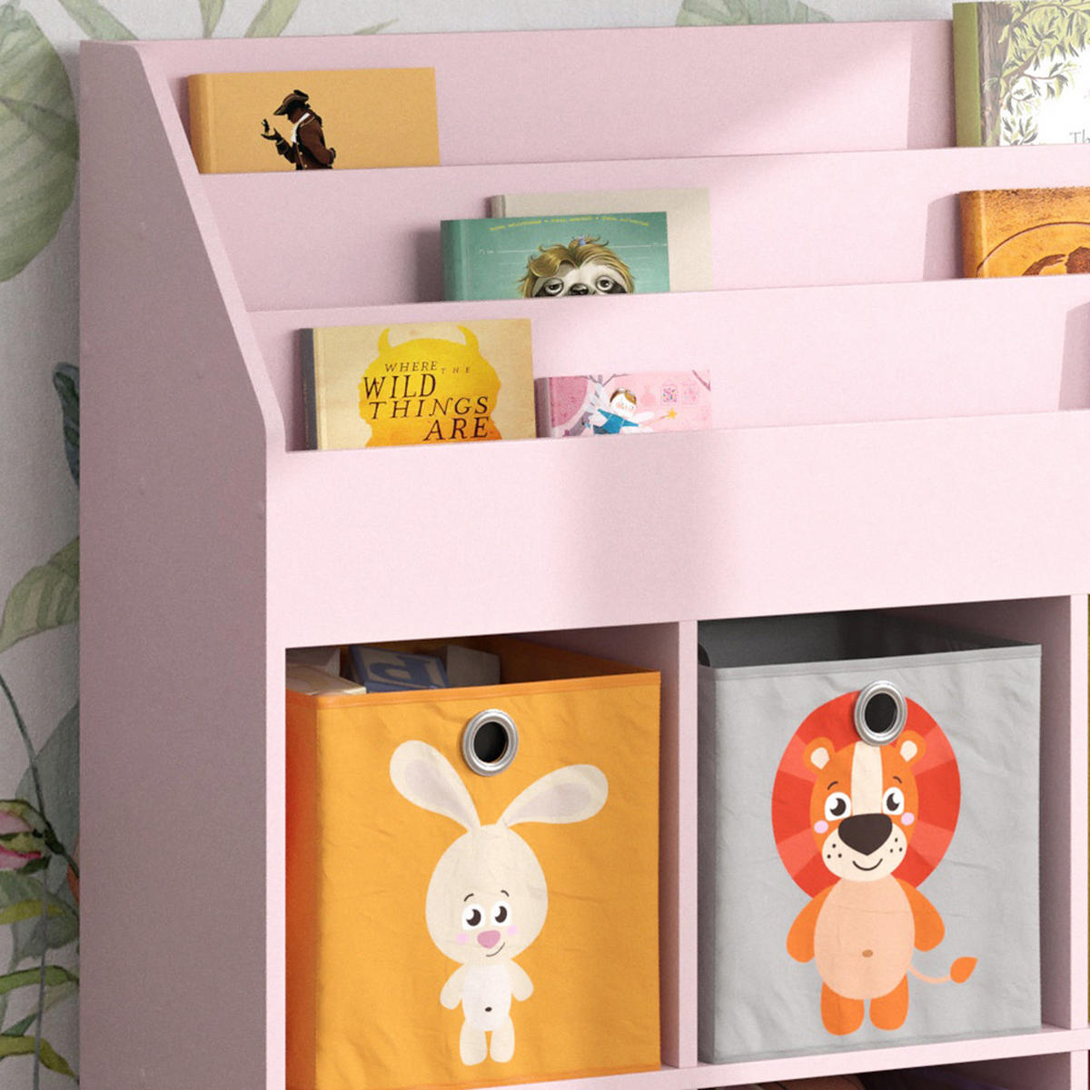 KINDERREGAL Luigi Rosa 107.2 x 114.2 cm mit 6 Faltboxen (bunt) - Pink, Holzwerkstoff (107.2/114.2/31.2cm) - Vicco