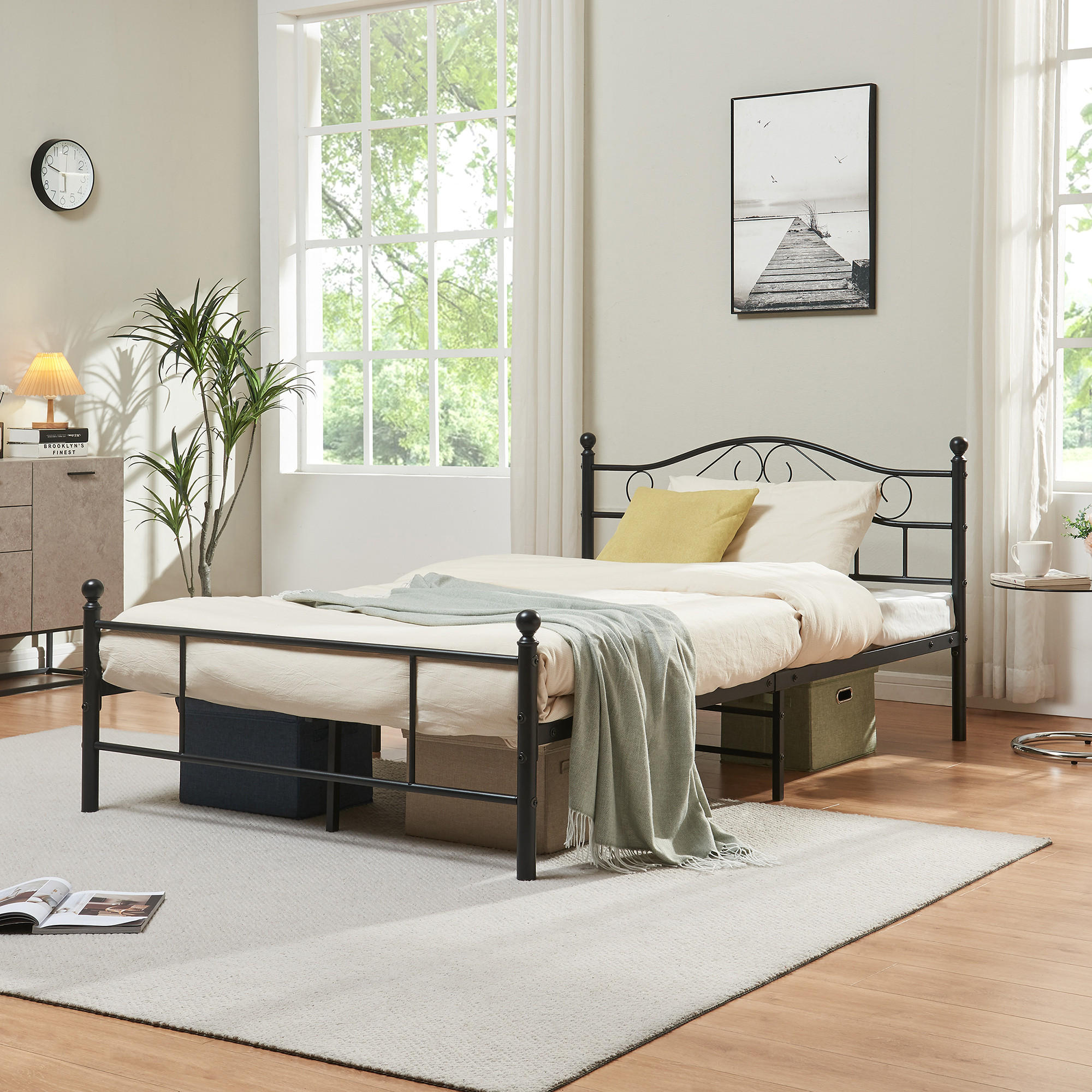 METALLBETT Florenz - Schwarz, Metall (120/200cm) - [en.casa]