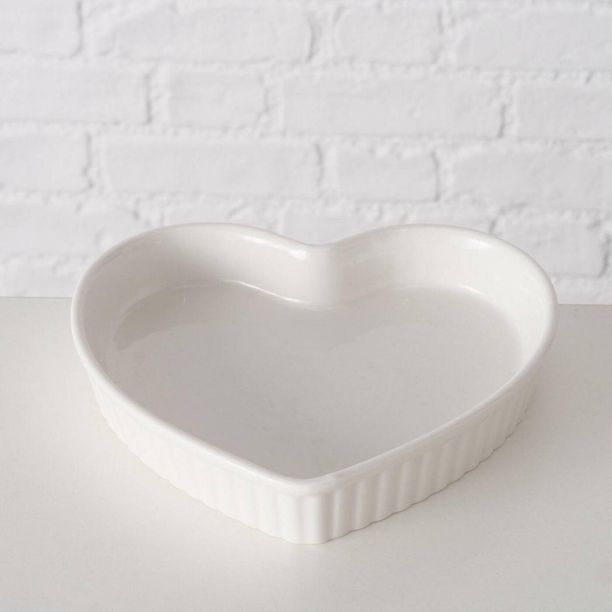 BACKFORMEN Herzform 2er-Set - Weiß, Keramik (22/4.5/22cm) - Boltze Home