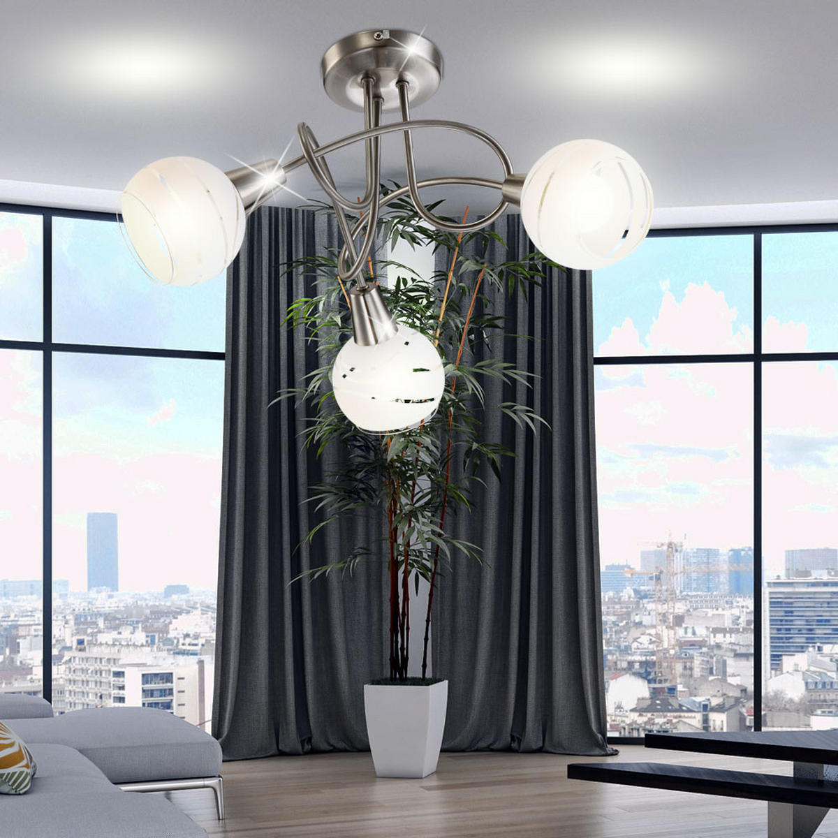 LED DECKENLEUCHTE Metall Silber gemustert - Silberfarben, Glas (39/39/24.6cm)