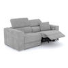 SOFA QUARTZ 3-Sitzer mit 1 Relaxfunktion, hellgrau - Silberfarben/Hellgrau, Holzwerkstoff/Textil (204/80/102cm) - Courtois Laville