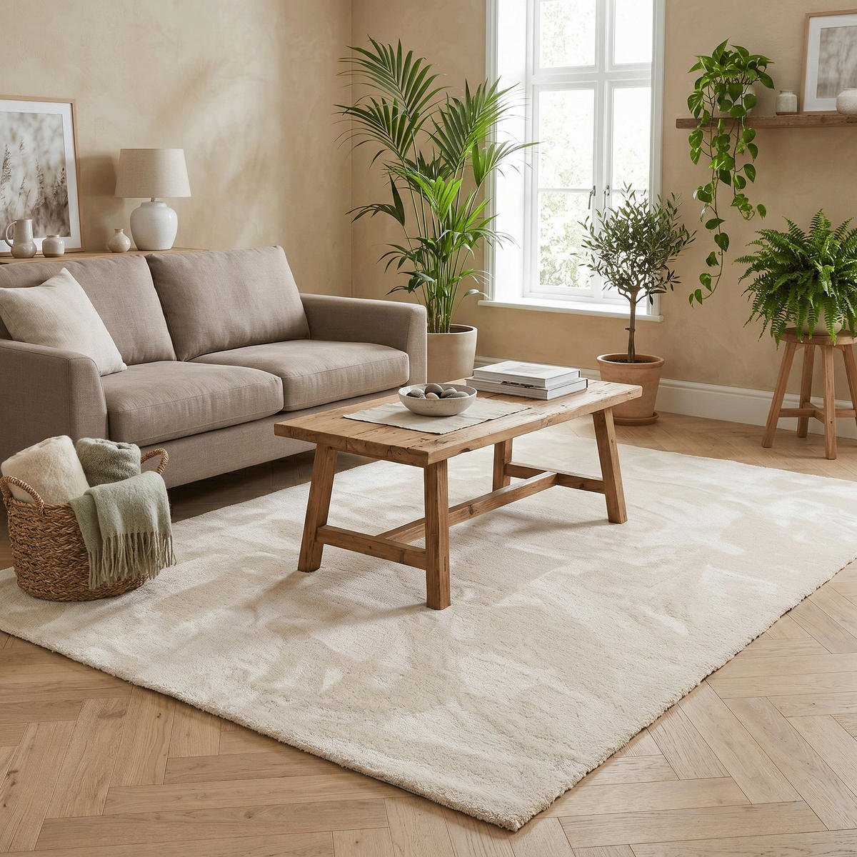 HOCHFLORTEPPICH LIVORNO SUPER SOFT - Creme, Textil (160/160cm) - Snapstyle