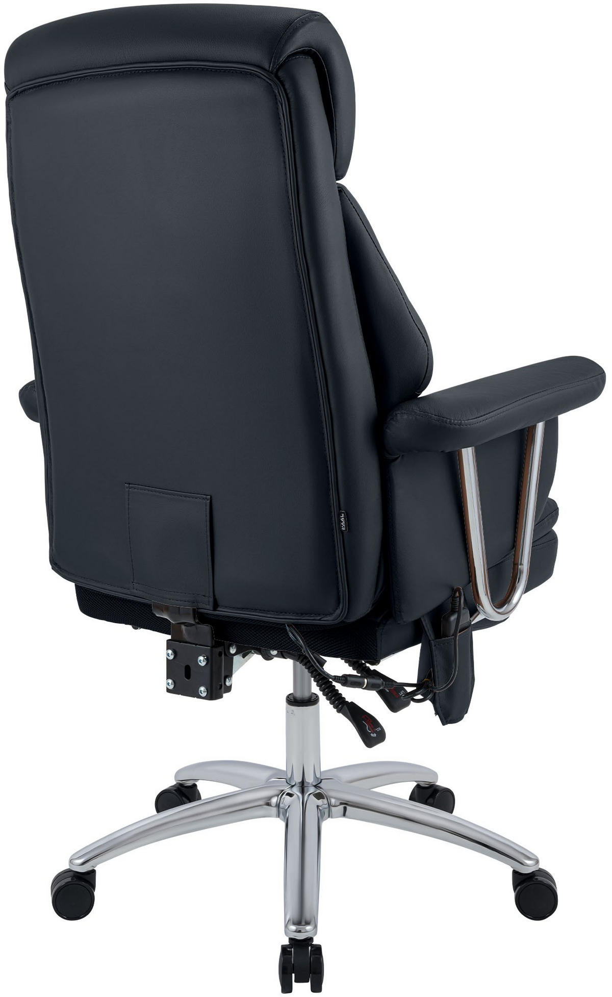 CHEFSESSEL Echtleder Schwarz - Chromfarben/Schwarz, Leder/Metall (78/114/66cm) - CLP