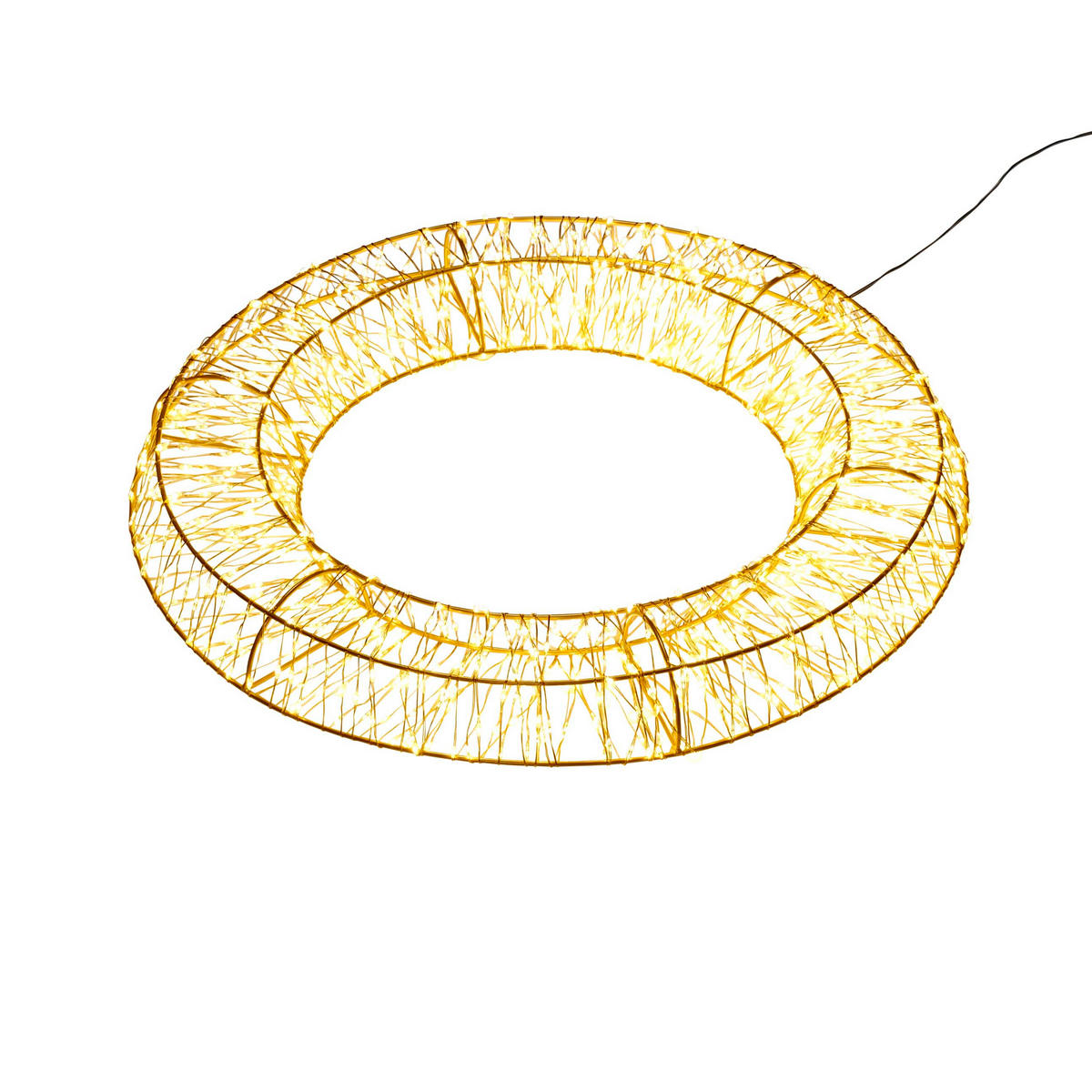 LED-LICHTKRANZ - gold mit 1000 Micro LEDs und Timerfunktion für Innen und Außen, 50cm Durchmesser - Goldfarben, Metall (5/50/50cm) - Northpoint