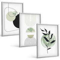 BILDER SET 3er Set - 40x60 cm Silberner Rahmen - Abstrakte Pflanzenformen - Silberfarben, Kunststoff (40/60cm) - TULUP