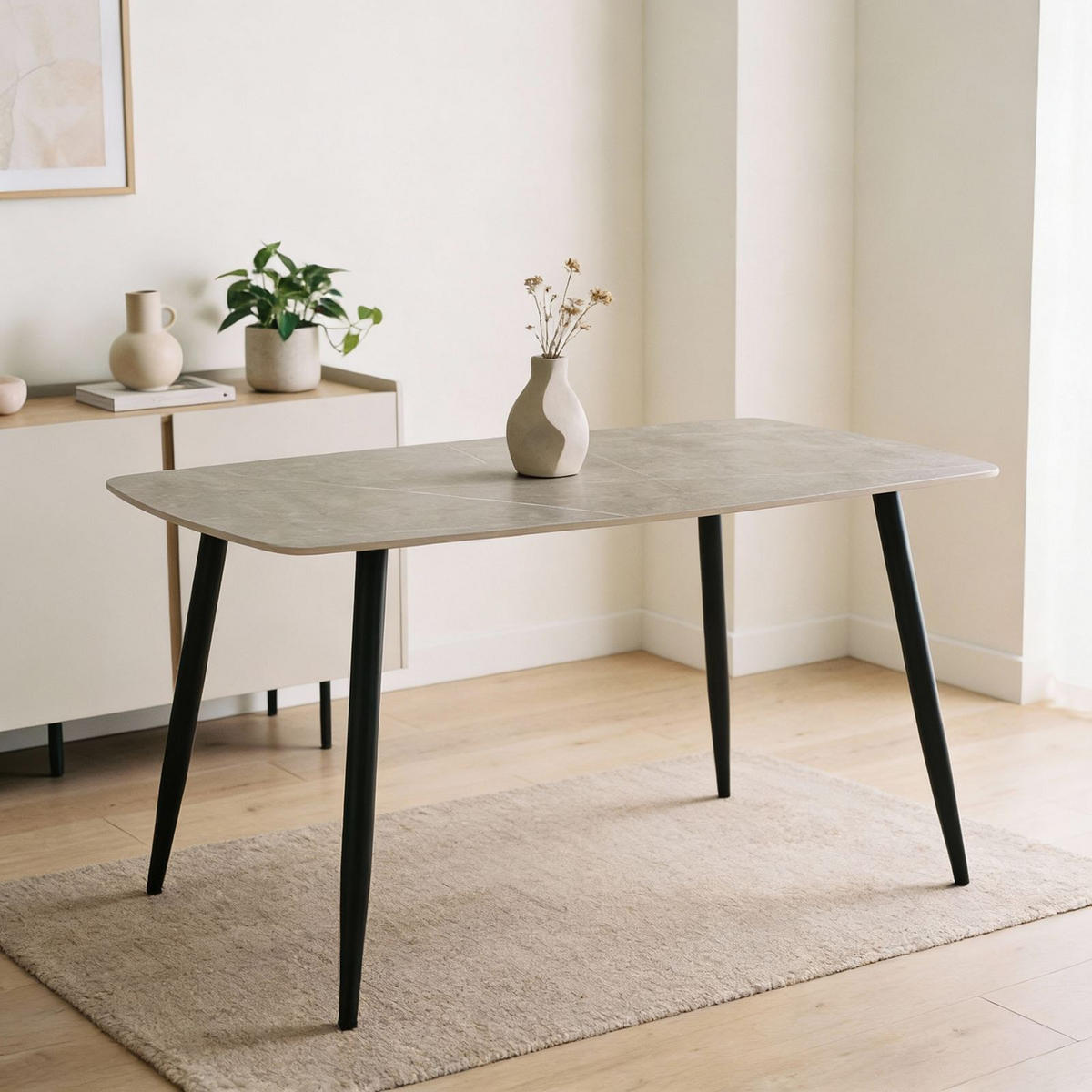 ESSTISCH MORA grau/schwarz - Schwarz/Grau, Metall (80/140/76cm) - IDIMEX