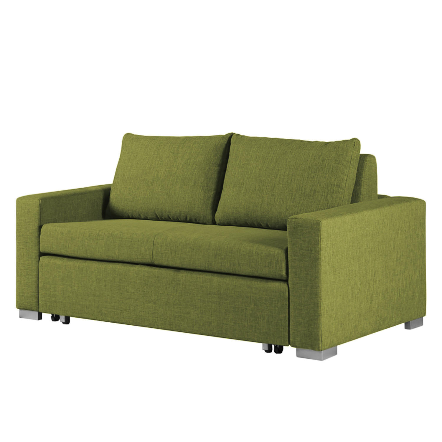SCHLAFSOFA - Silberfarben/Grün, Textil (153/90/90cm) - home24