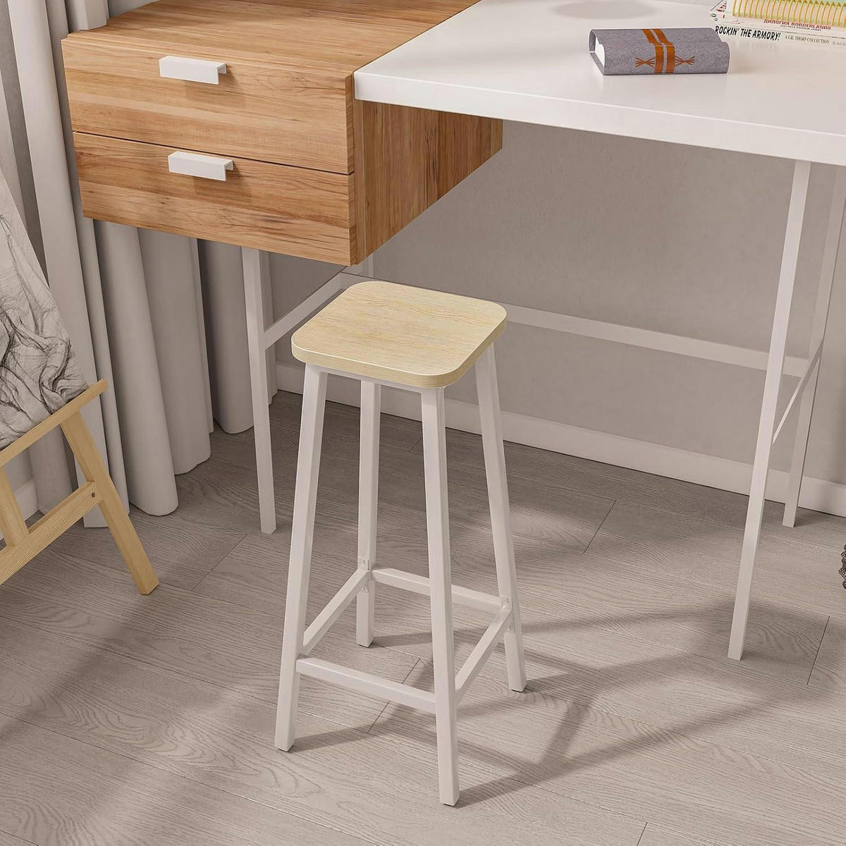 BARHOCKER 2er Set Holzoptik mit Metallrahmen 70 cm - Multicolor, Holzwerkstoff (29.5/70/28cm)