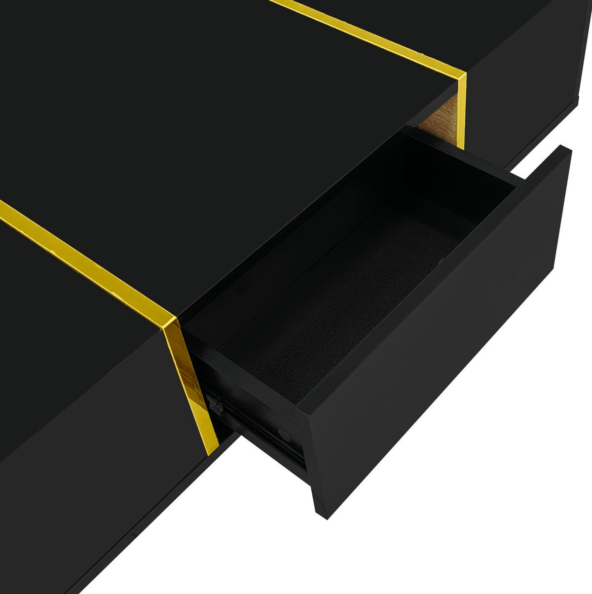 KONFERENČNÍ stolek, 100/60/41,5 cm, MDF černá ve vysokém lesku se 2 zásuvkami - černá, kompozitní dřevo (100/60/41.5cm) - BEAOK