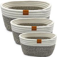 AUFBEWAHRUNGSKÖRBE Baumwollseil 3er-Set - Beige, Textil (22/14/30cm) - Miqio Design