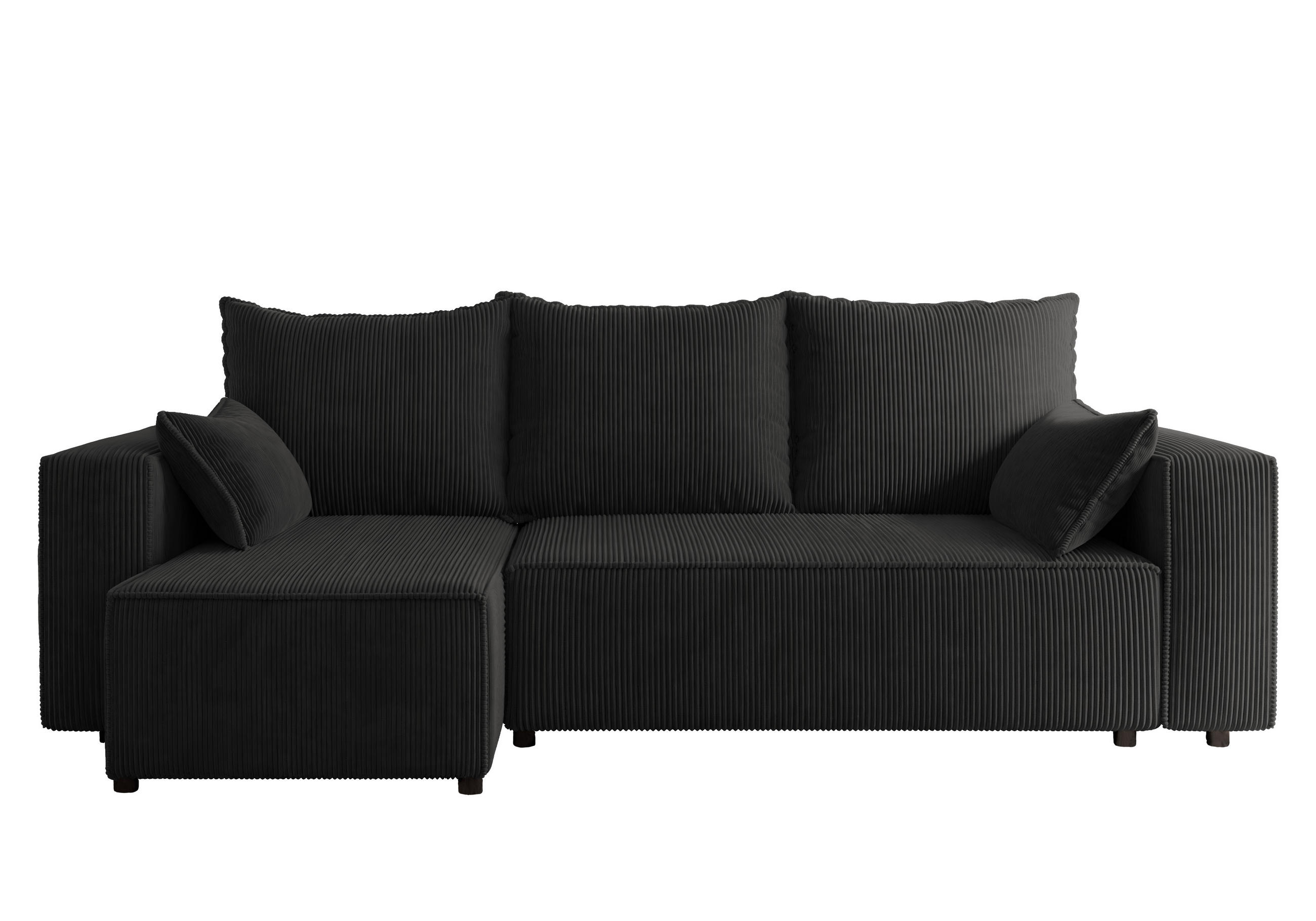 ECKSOFA Tobi mit Bettkasten und Schlaffunktion, L-Form, Cordstoff, Universal - Anthrazit, Holzwerkstoff (246/145cm) - 4ALL HOME