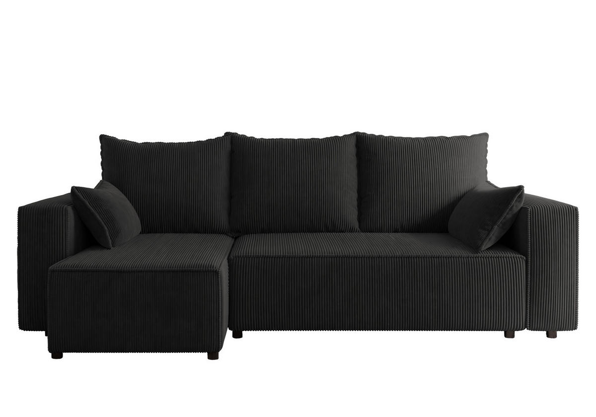 ECKSOFA Tobi mit Bettkasten und Schlaffunktion, L-Form, Cordstoff, Universal - Anthrazit, Holzwerkstoff (246/145cm) - 4ALL HOME