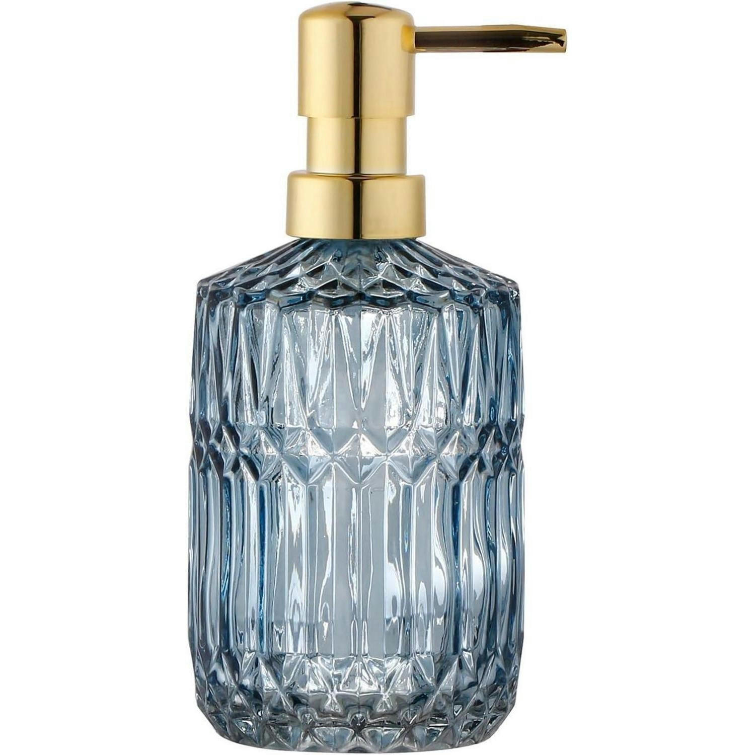 SEIFENSPENDER Glas Blau mit Diamantschliff-Design - Transparent, Glas (8/18.5/8cm)
