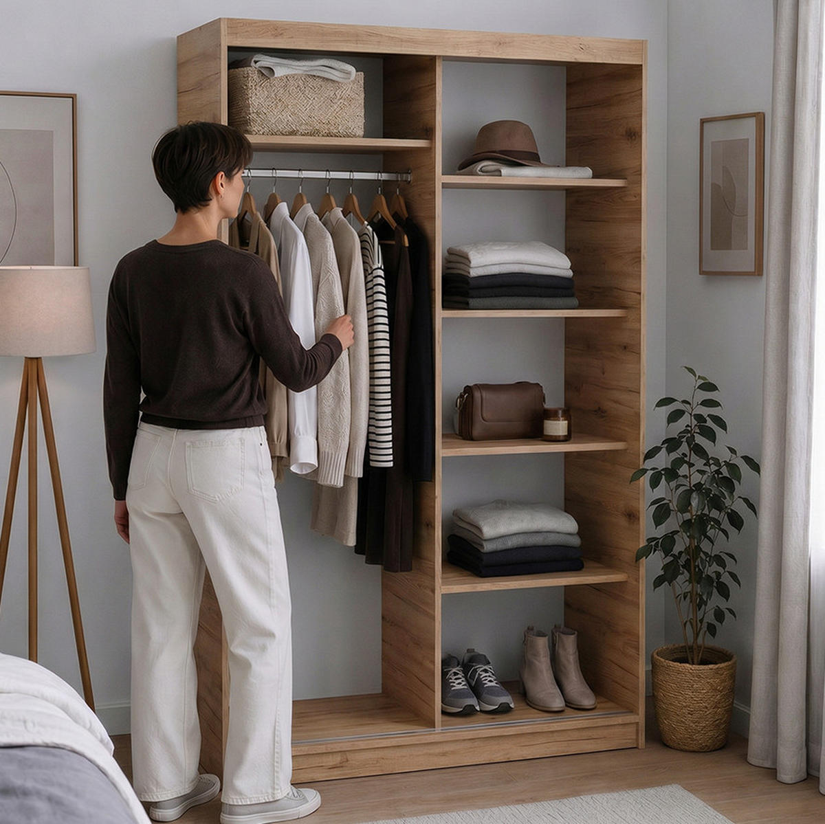 SCHWEBETÜRENSCHRANK Donatello 120/205/60 2-türig eiche Artisan/schwarz mit Spiegel - Schwarz/Eiche Artisan, Holzwerkstoff (120/205/60cm) - Beautysofa