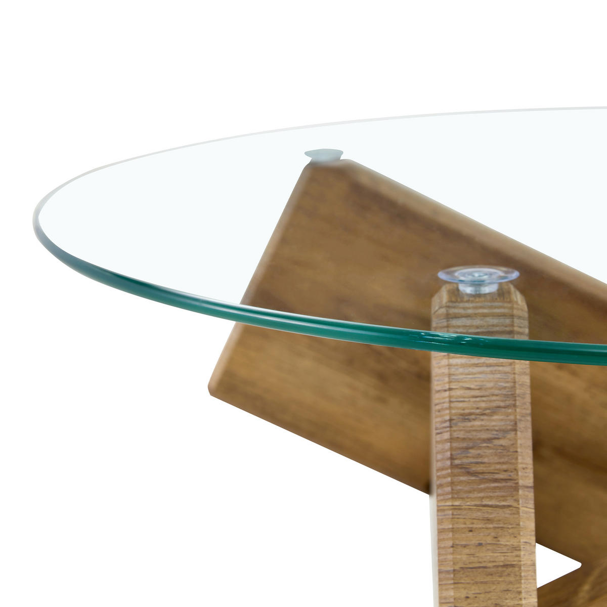 COUCHTISCH Ø 79 cm in Rundes Glas & Holz-Optik - Eichefarben, Holzwerkstoff (79/79/45cm) - Urban Meuble