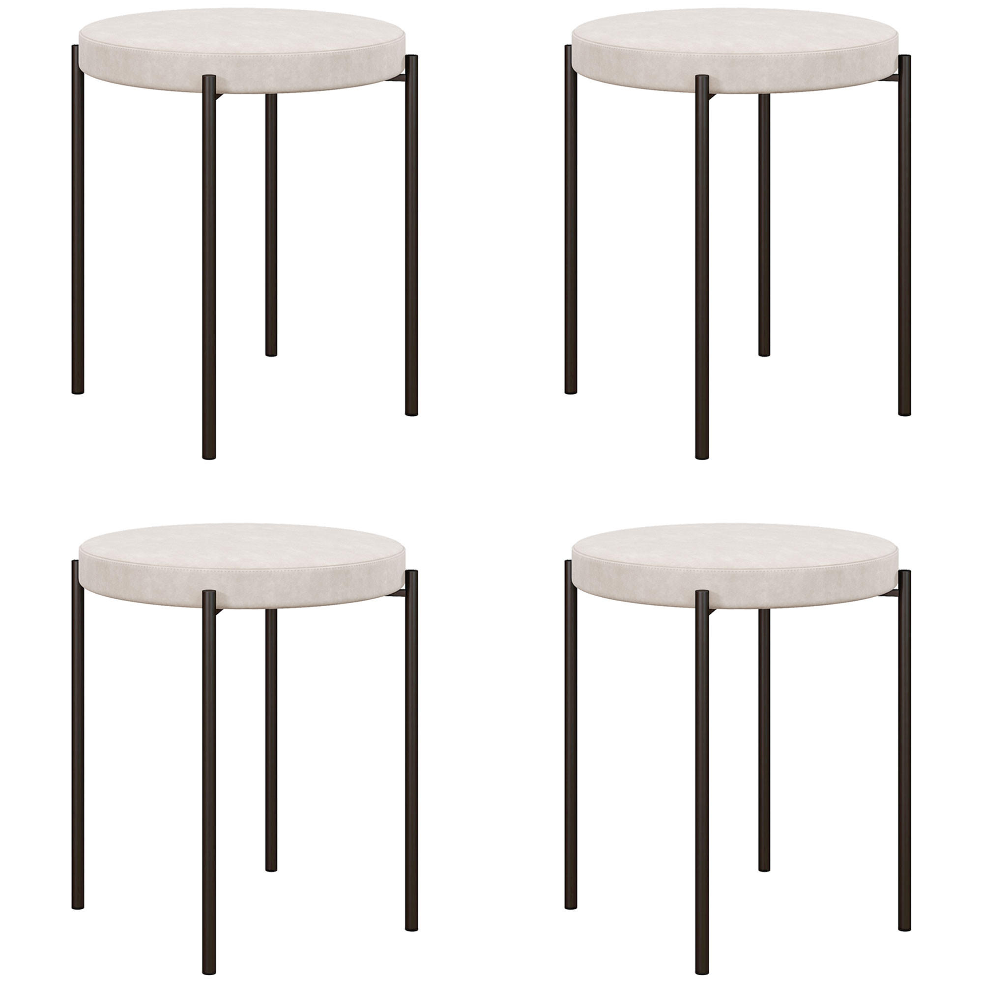 ESSZIMMERHOCKER, Cremeweiß, Polyester, Metall - Weiß, Kunststoff (41.5/46/41.5cm) - HOMCOM