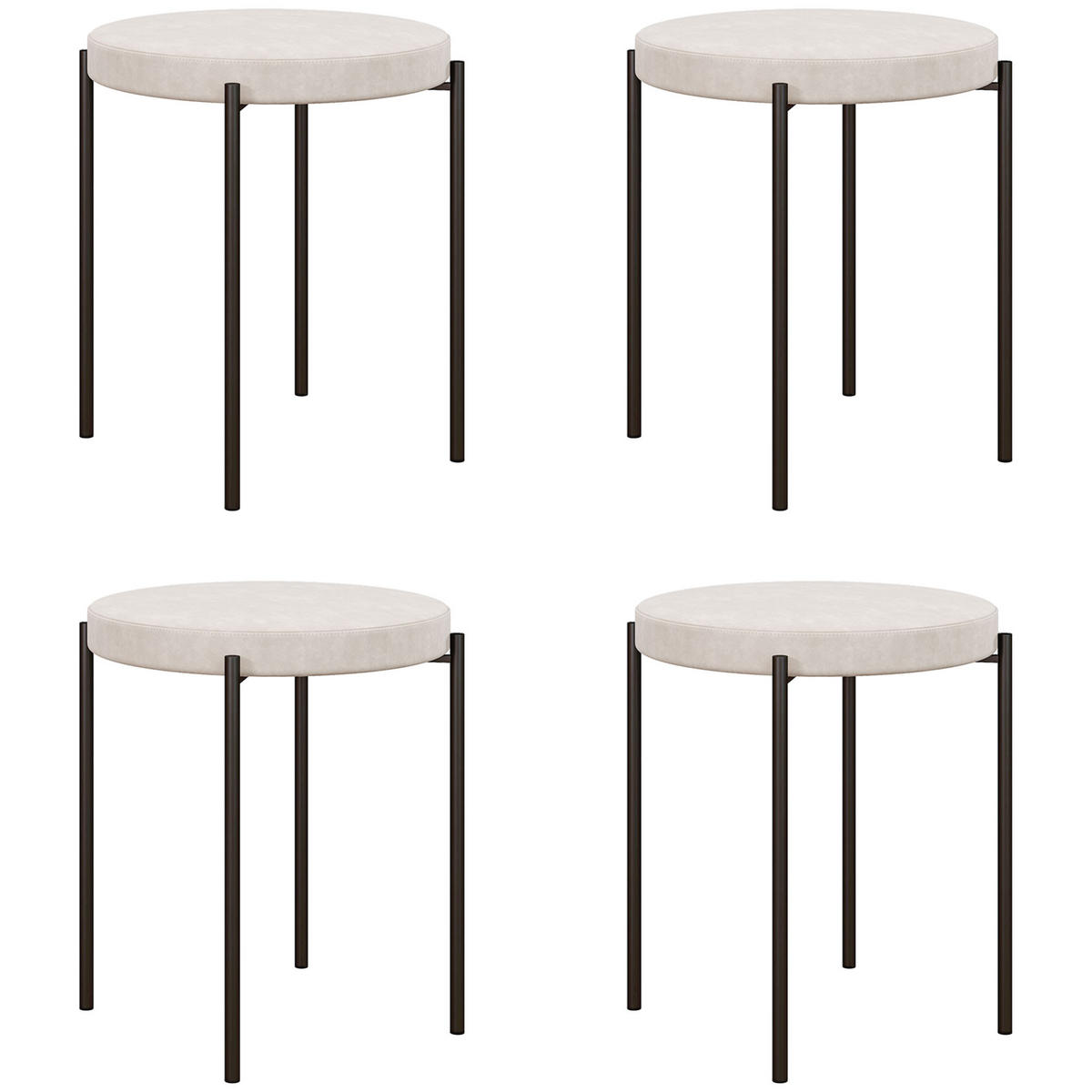 ESSZIMMERHOCKER, Cremeweiß, Polyester, Metall - Weiß, Kunststoff (41.5/46/41.5cm) - HOMCOM