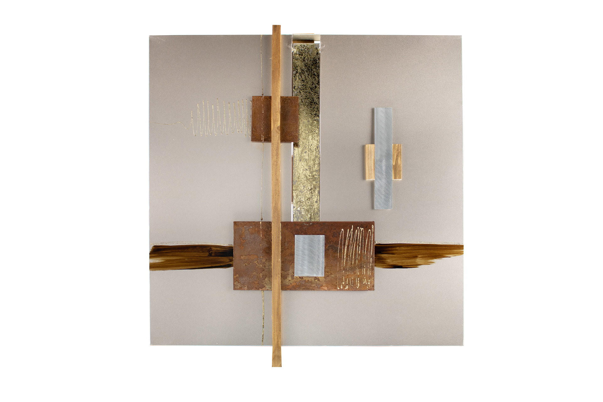 WANDDEKO Gold 83/83 cm - Goldfarben/Braun, Metall (2/83/6cm) - KUNSTLOFT