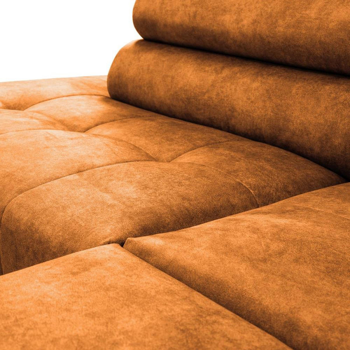 WOHNLANDSCHAFT Sorento U mit Schlaffunktion orange - Schwarz/Orange, Textil/Metall (345/87/205cm) - Beautysofa