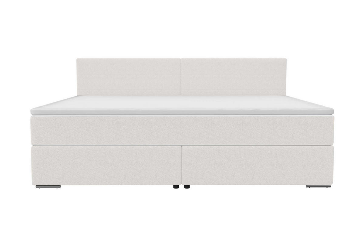 FAMILIENBETT BOXSPRINGBETT Webstoff Weiß 220/200 cm - Chromfarben/Weiß, Kunststoff/Textil (220/200cm) - 99rooms