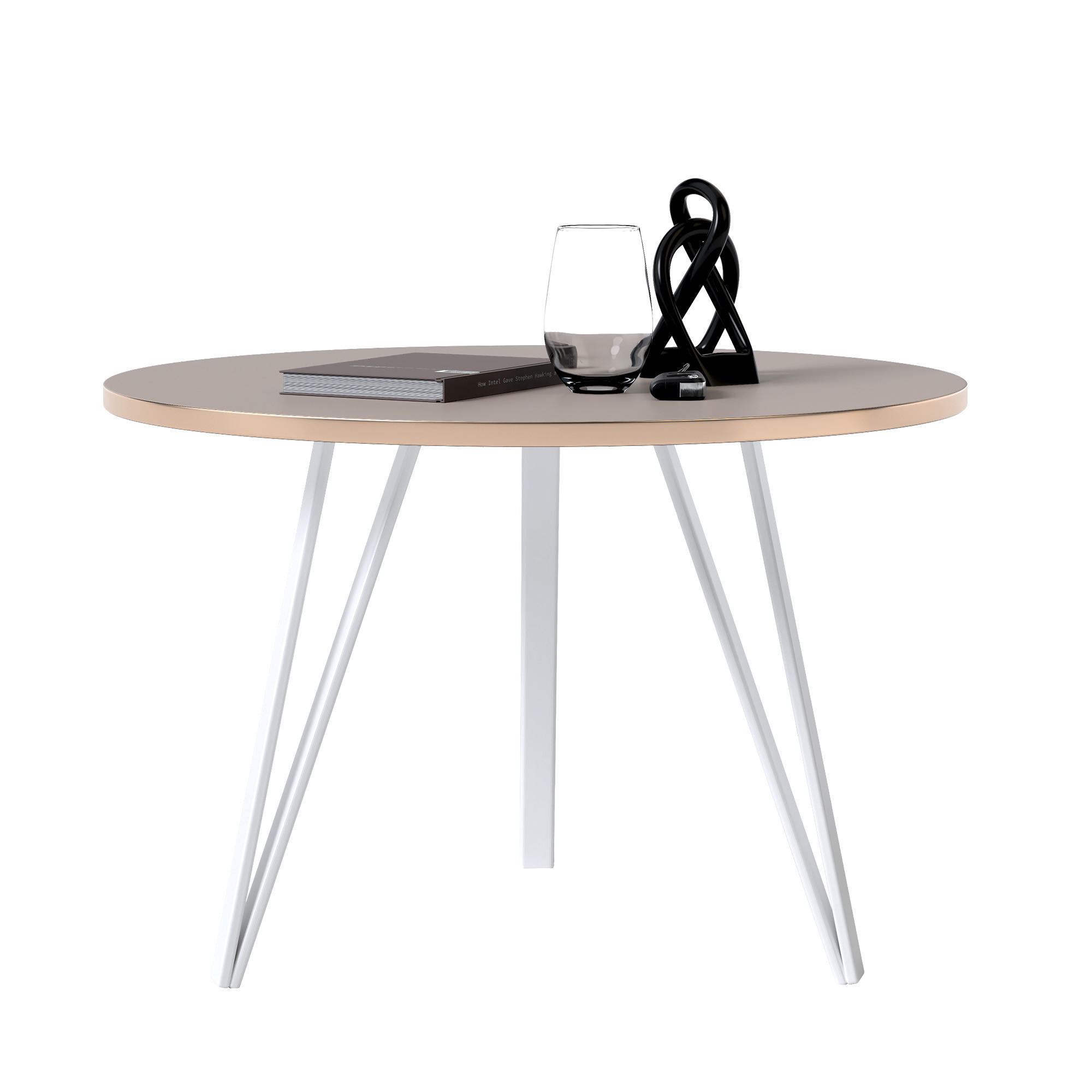 COUCHTISCH RIO mit goldener Kante – weiß - Weiß, Holzwerkstoff (67/67/45cm) - Idohome