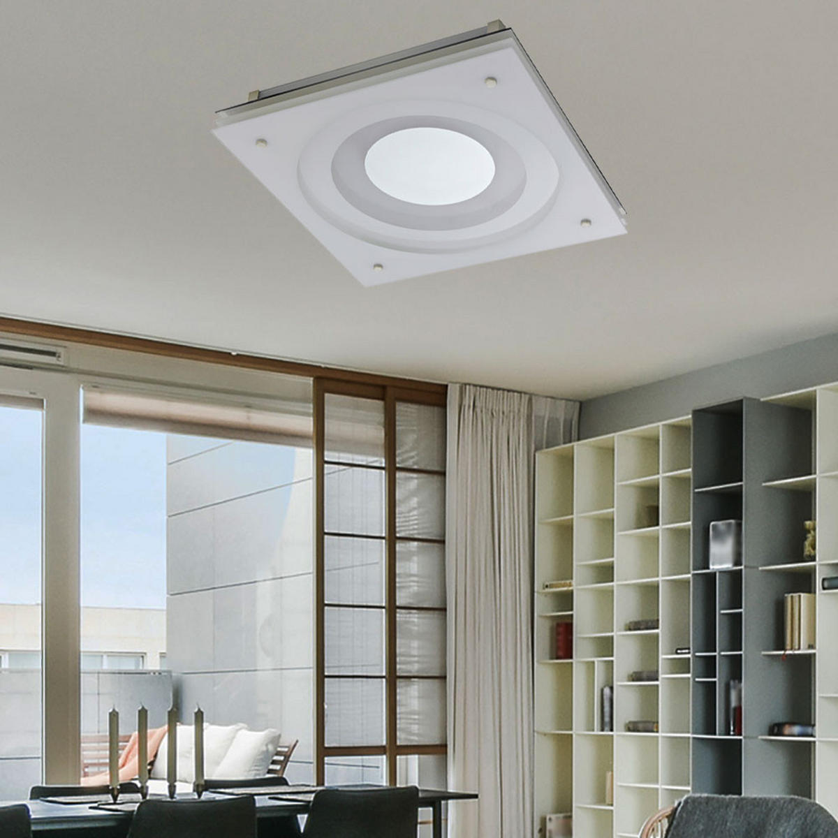 LED DECKENLEUCHTE Metall Glas Silber Weiß - Silberfarben, Glas (38/38/8.5cm)