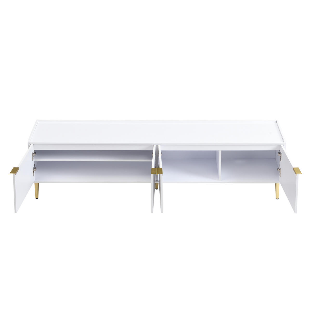TV-ELEMENT170X35X47,5CM Weiß-Gold mit 3D-Türen und goldenen Griffen - Weiß, Holz (42.75/13.49/184.51cm) - Raelunyi