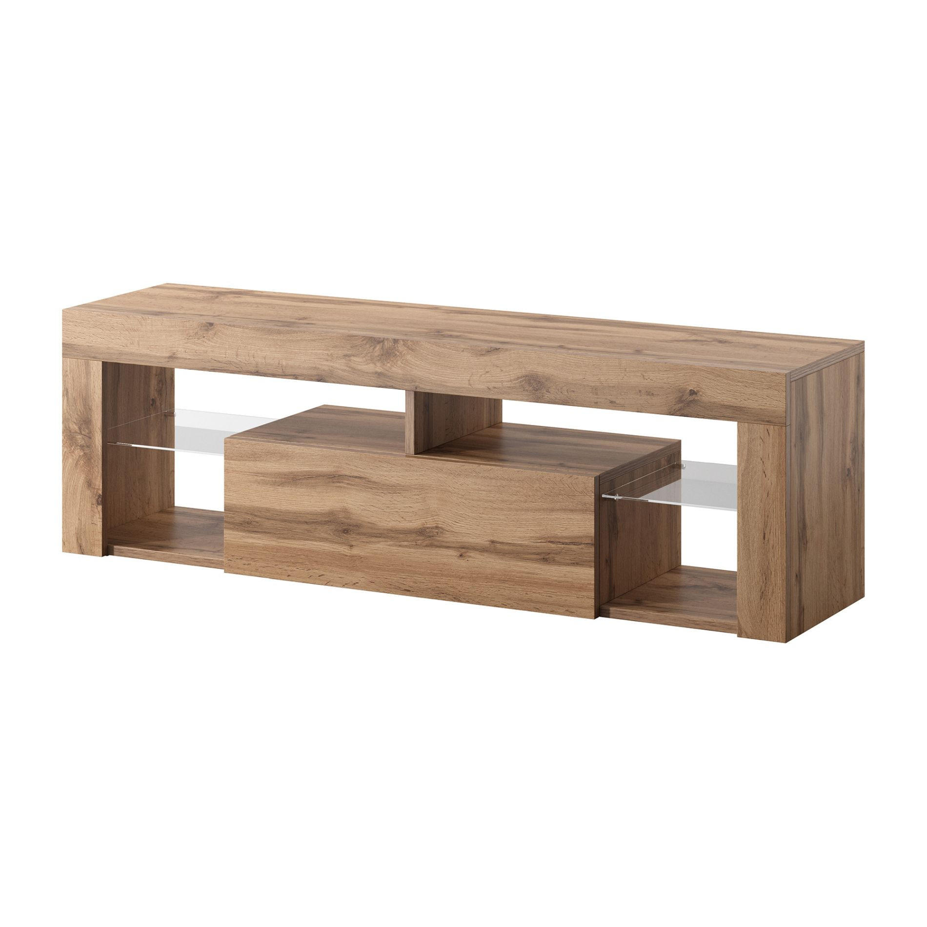 TV-LOWBOARD Bianko Lancelot Eiche mit LED, 140 cm - Eichefarben, Holzwerkstoff (140/50.5/35cm) - Selsey