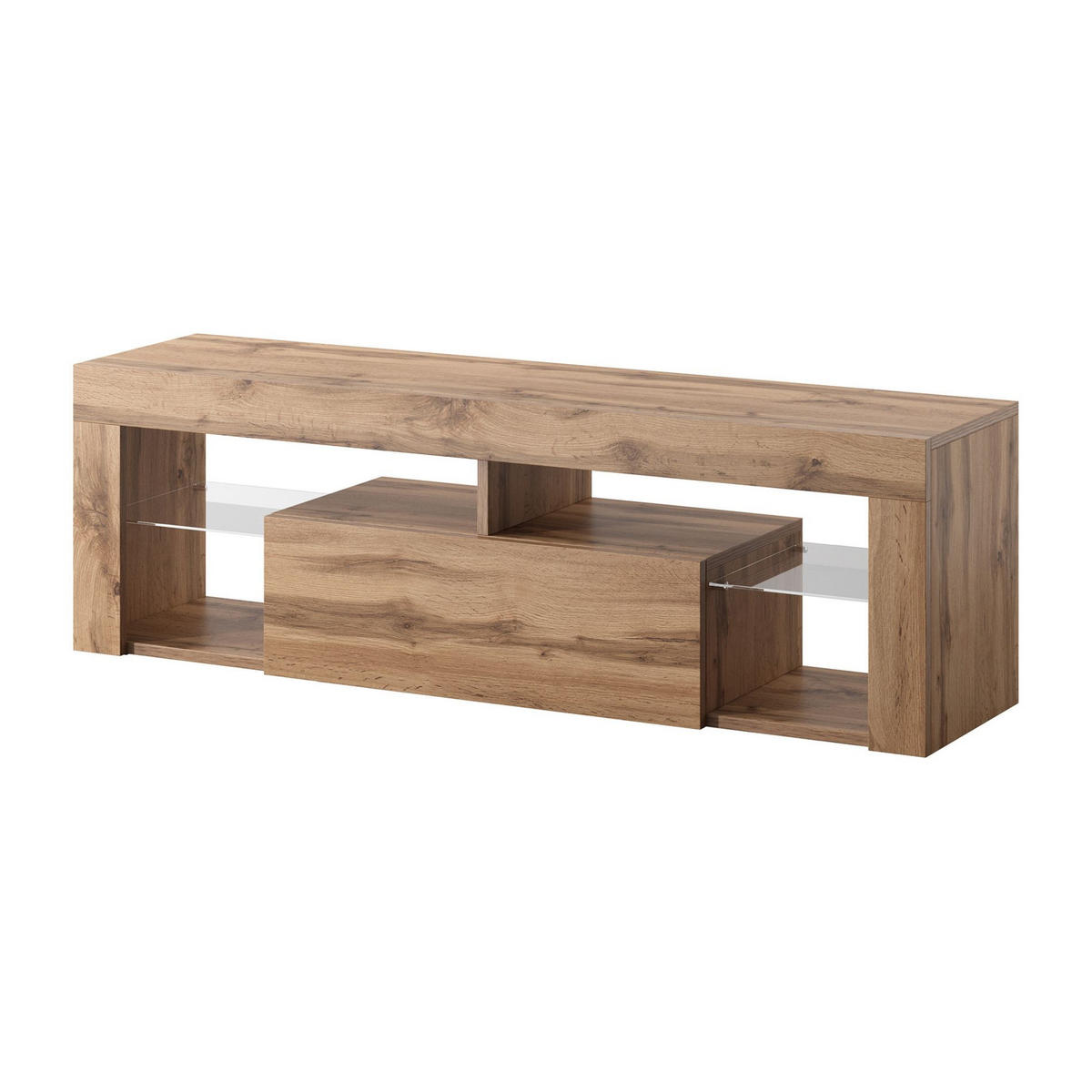 TV-LOWBOARD Bianko Lancelot Eiche mit LED, 140 cm - Eichefarben, Holzwerkstoff (140/50.5/35cm) - Selsey