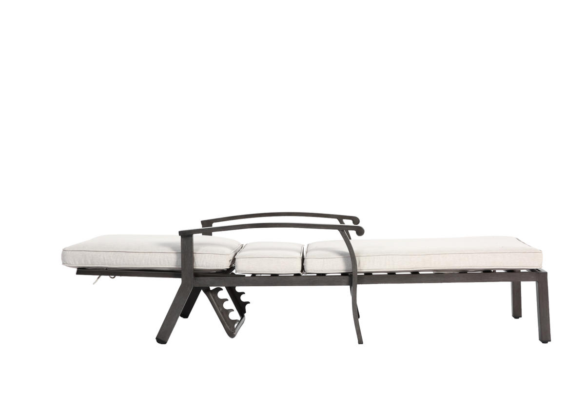 GARTENLIEGE Aluminium mit 5-fach verstellbarer Rückenlehne, Kissen 204/58/100 cm Beige - Beige, Metall (68/100/204cm) - Redom