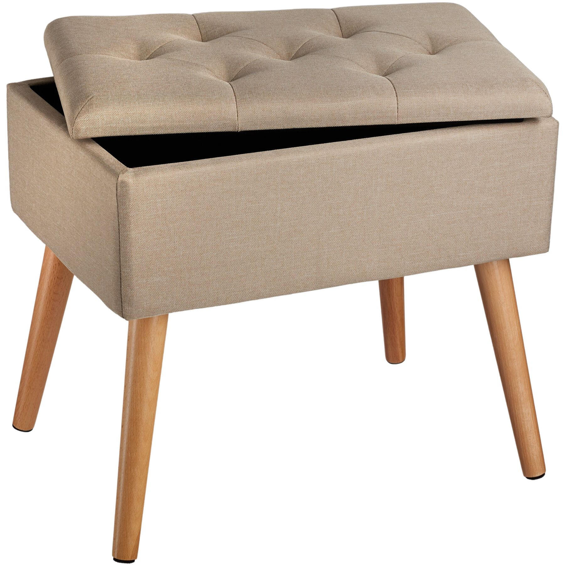 SITZBANK Ranya,51 x 37,5 x 45,5 cm,Sand - Sandfarben, Holz (37.5/45.5/51cm) - tectake