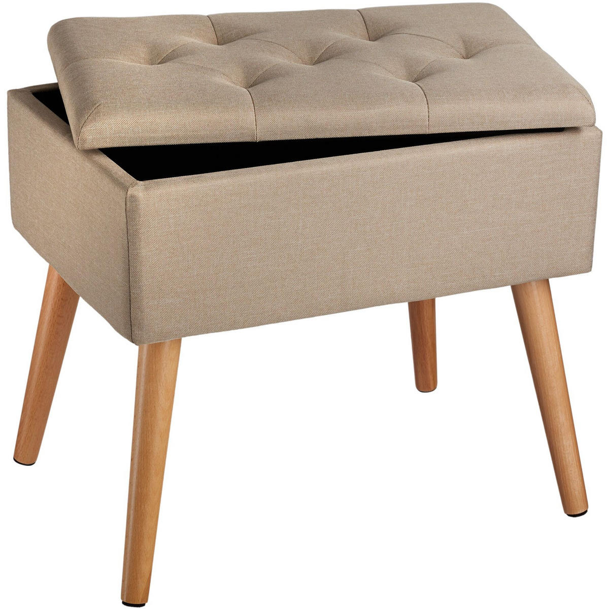 SITZBANK Ranya,51 x 37,5 x 45,5 cm,Sand - Sandfarben, Holz (37.5/45.5/51cm) - tectake