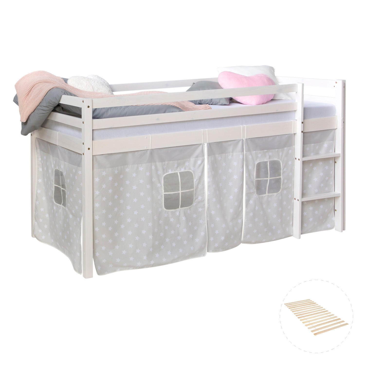 HOCHBETT 90/200 cm mit Lattenrost Sterne - Weiß, Holz - Homestyle4u
