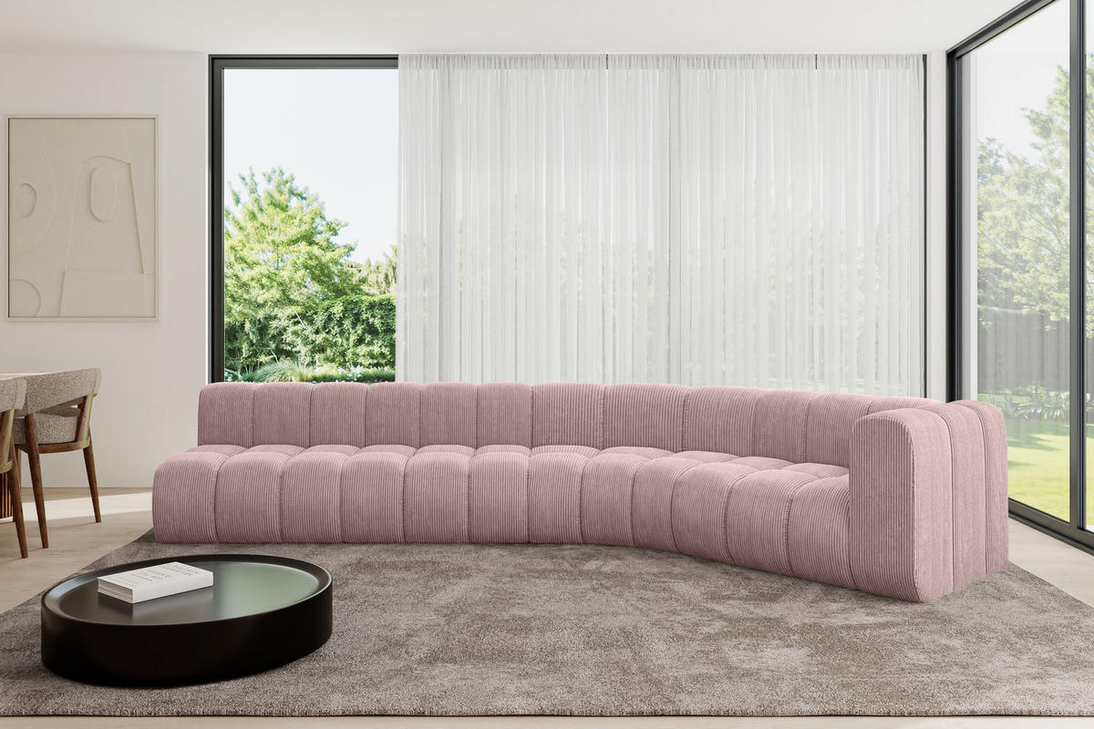 ECKSOFA modulares Sofa Karex-L2 - 399x194x70 cm Rosa - Rosa, Holzwerkstoff/Textil (399/194cm) - ALTDECOR