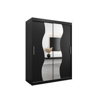SCHWEBETÜRENSCHRANK 200/150/62 2-türig - Silberfarben/Schwarz, Holz/Kunststoff (150/200/62cm) - MÖBEL KRYSPOL