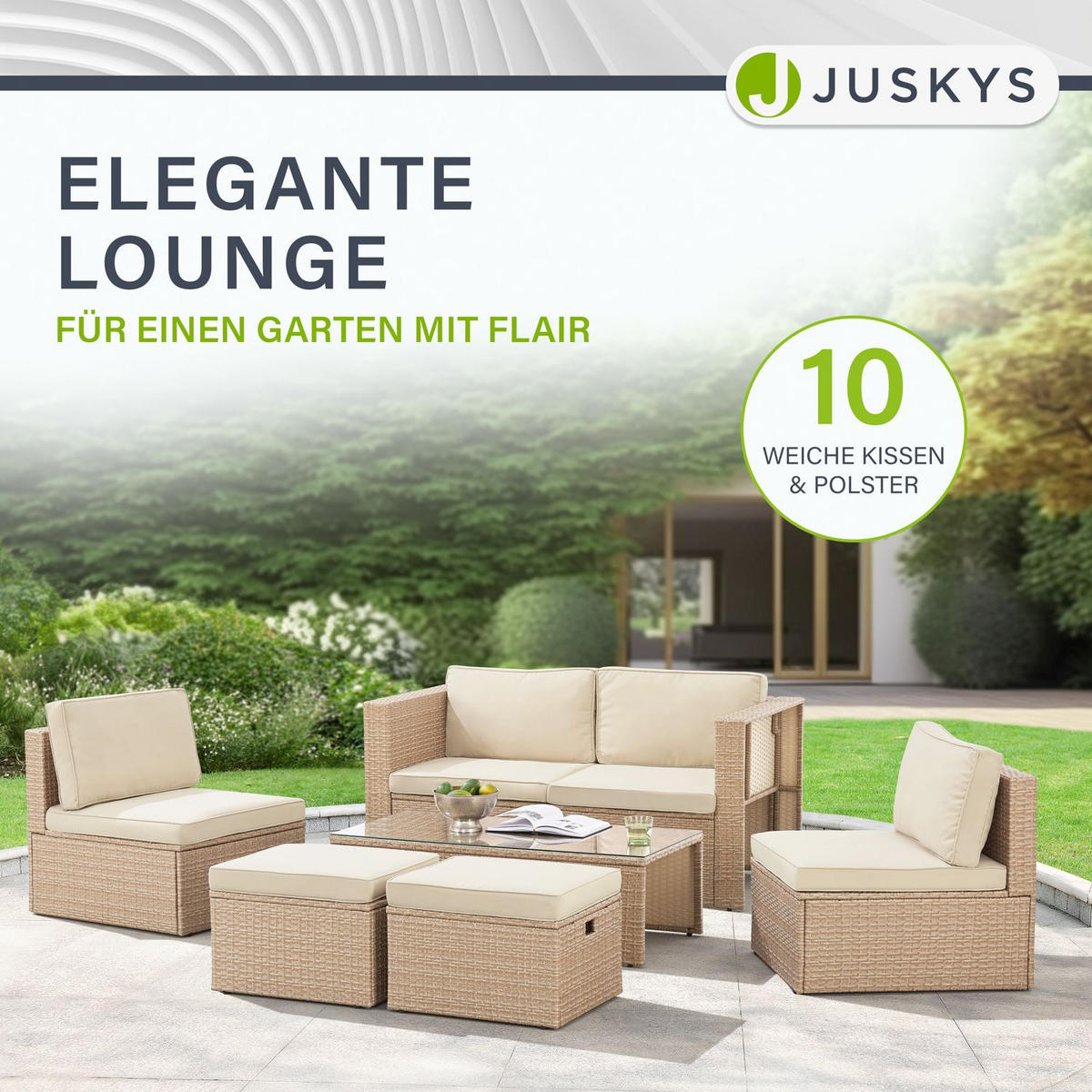 LOUNGEGARNITUR Salou beige - Beige, Kunststoff - Juskys