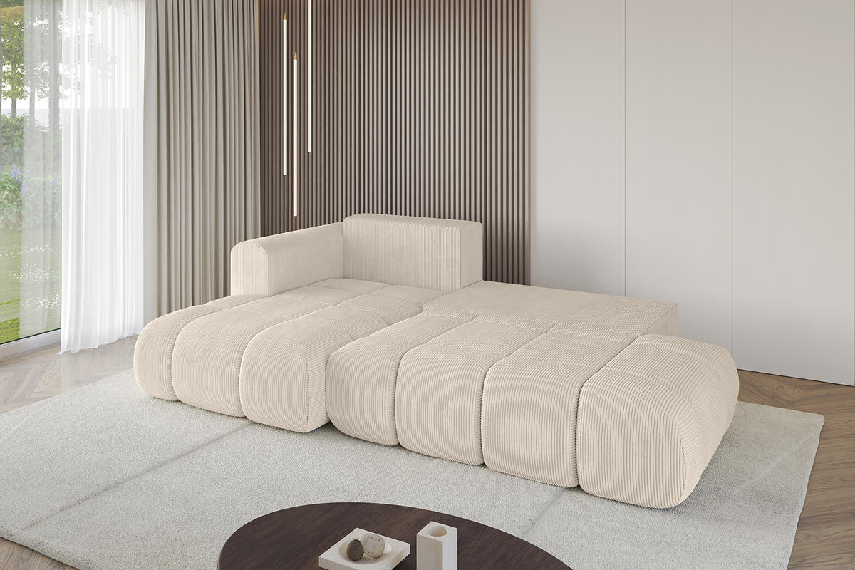 ECKSOFA Ottomane Links CLOUD-L 289x180x40 Beige Cord - Beige, Holzwerkstoff/Kunststoff (180/289cm) - ALTDECOR
