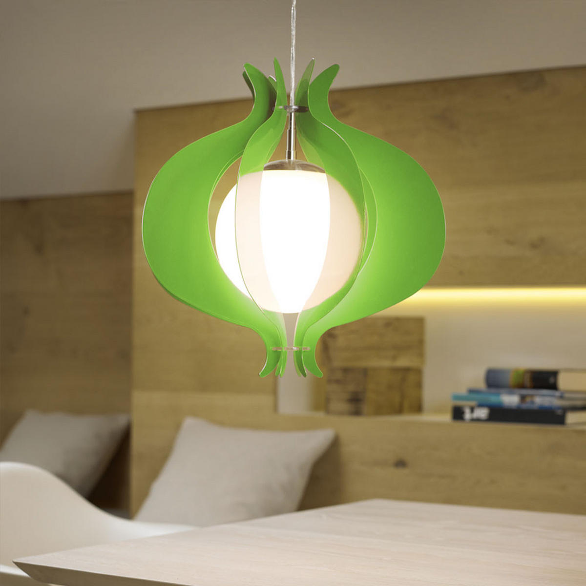 HÄNGELEUCHTE TALLEGO Grün Metall Glas - Grün, Glas (42/42/110cm)