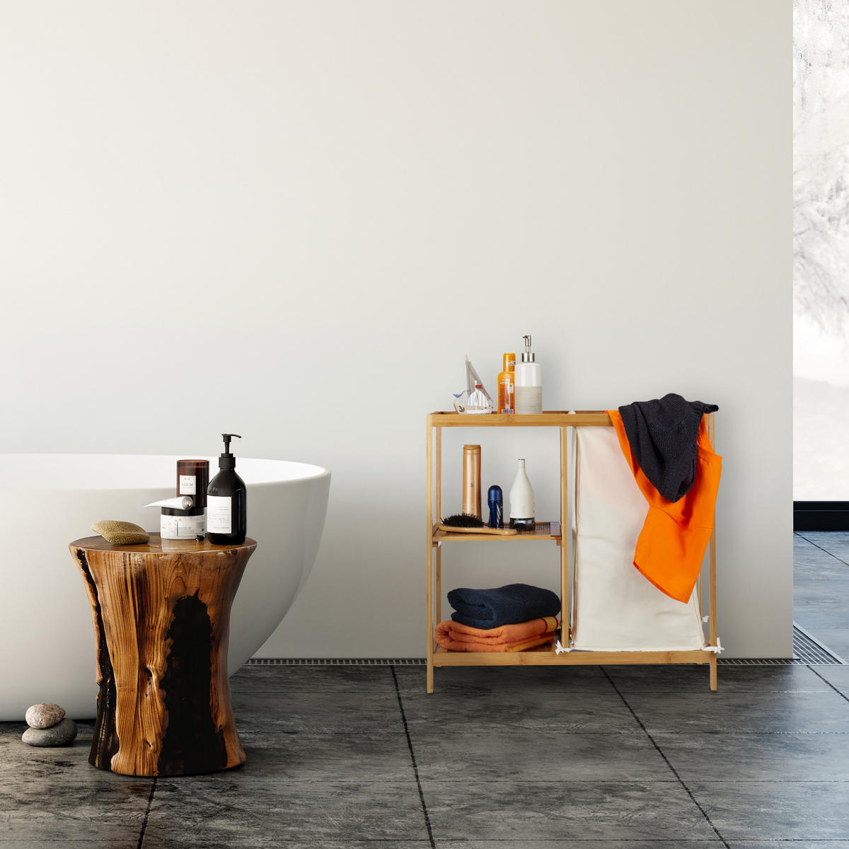 BADREGAL - Hellbraun, Holz/Holzwerkstoff (68/65/33cm) - Relaxdays