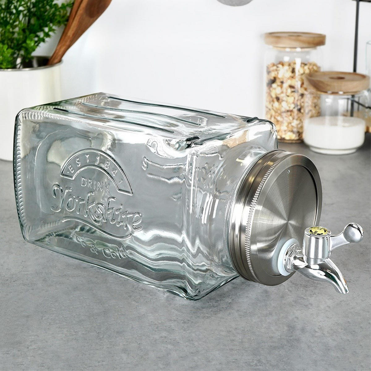 GLAS-GETRÄNKEBEHÄLTER mit Zapfhahn für den Kühlschrank 3,5 l - Transparent, Glas (32/13.5/14cm) - Orion 