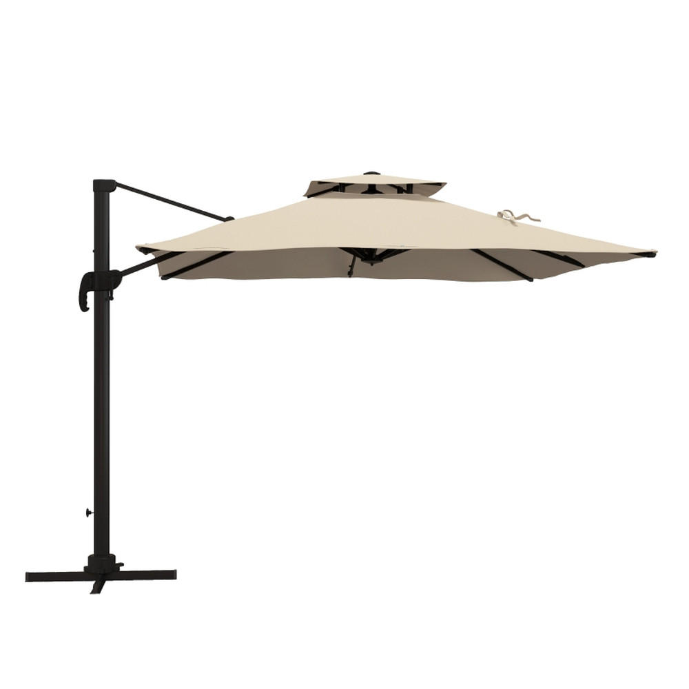 SONNENSCHIRM 2,94 x 2,94 m Khaki Wetterbeständiger Kurbelschirm - Hellbraun, Textil (294/294cm) - Raelunyi