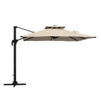 SONNENSCHIRM 2,94 x 2,94 m Khaki Wetterbeständiger Kurbelschirm - Hellbraun, Textil (294/294cm) - Raelunyi