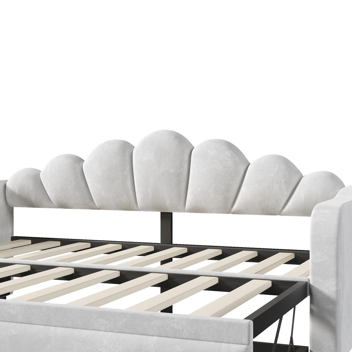 POLSTERBETT 90/200 cm in Grau mit Ausziehfunktion und LED - Grau, Holzwerkstoff/Textil (90/200cm) - WISHDOR