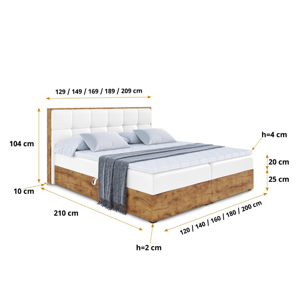 BOXBETT mit Matratze H4 und Lattenrost - LOLLI7 - 120x200 - Weiß Hochglanz - Weiß, Holzwerkstoff/Kunststoff (120/200cm) - ALTDECOR