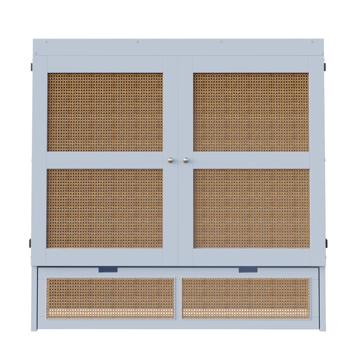 SCHRANKBETT 140/200 cm grau mit Stauraumschubladen im Rattan-Design - Grau, Holz (140/200cm) - OKWISH