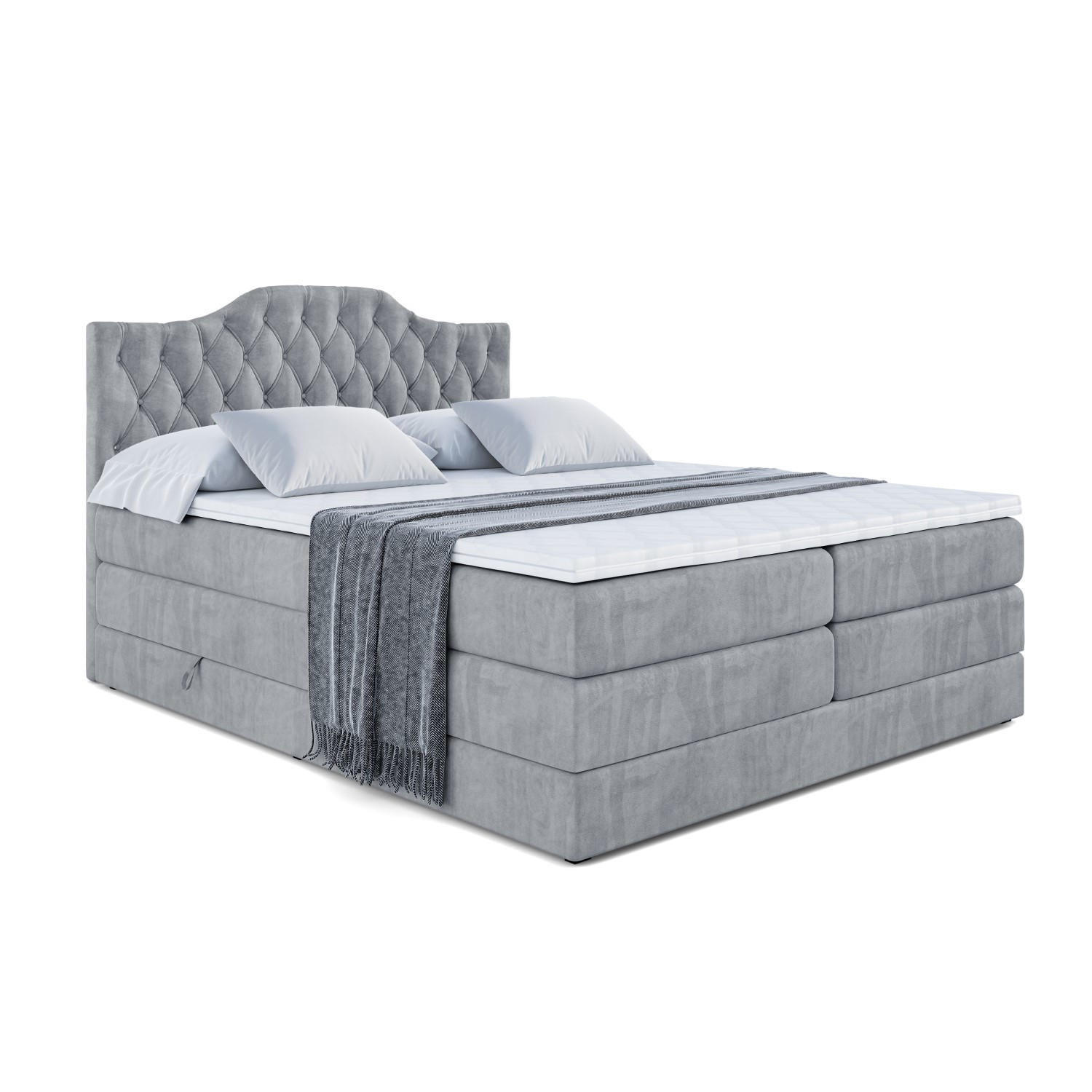 BOXSPRINGBETT VILA-1 KING - 180x200 - H3/H4 - Grau - Grau, Holzwerkstoff (180/200cm) - ALTDECOR